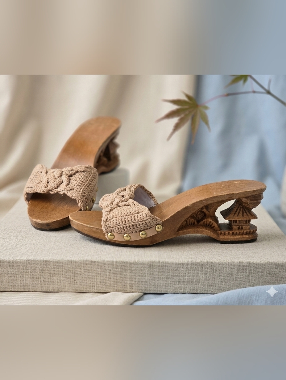 Wooden Sandal 6 Artisan Carved Heel